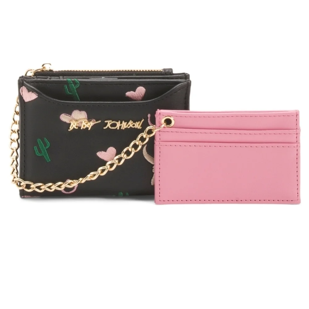 🖤▪️Betsey Johnson ▪️black /Pink  Western Theme Love Card Case